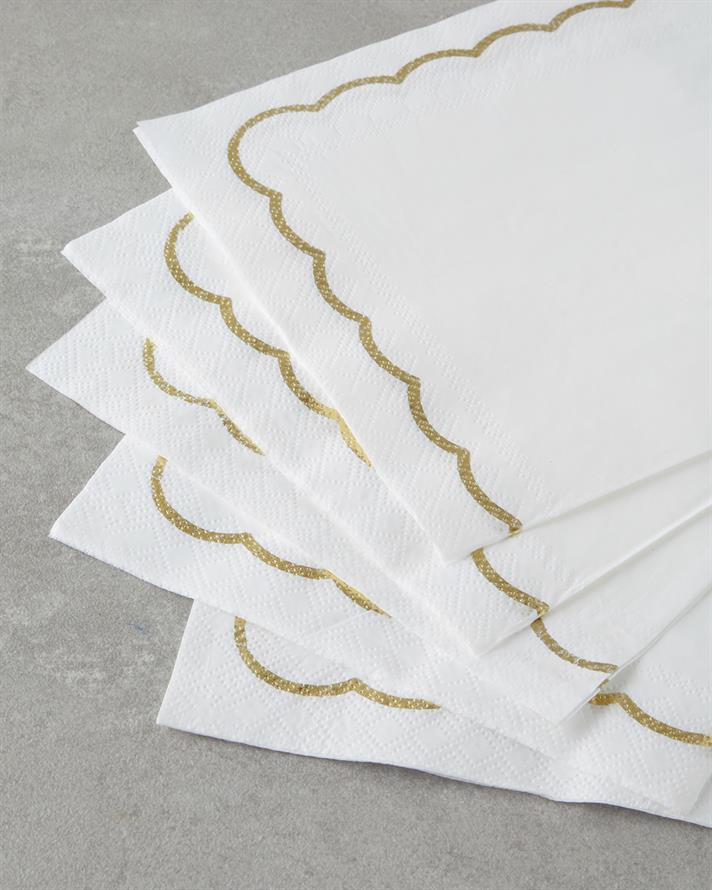 Elegant 20li Kağıt Peçete 32,5x32,5 cm Beyaz – Gold