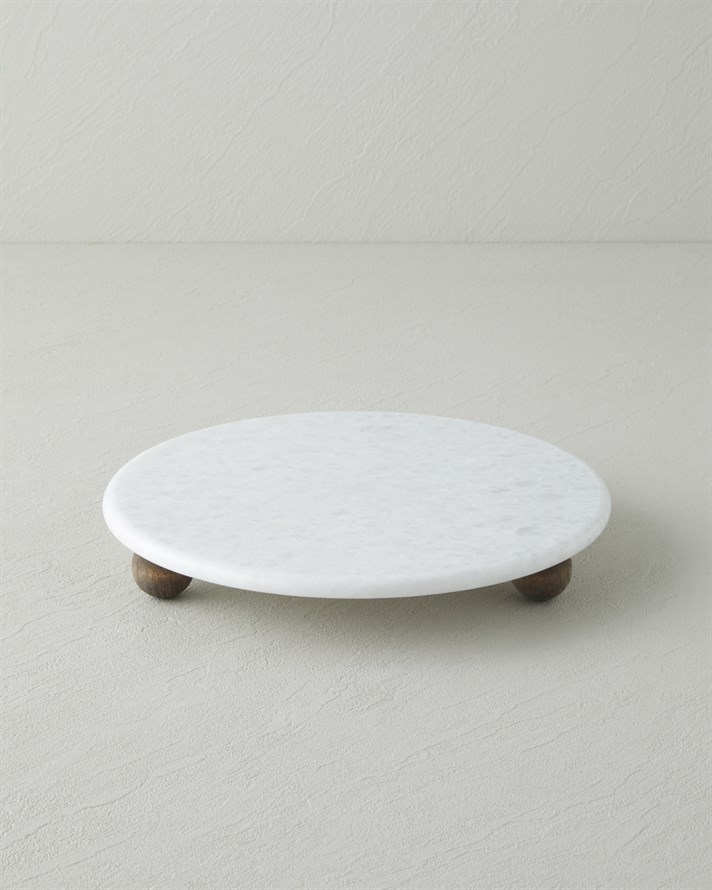 Elegant Mermer Kek Standı 25 cm Beyaz