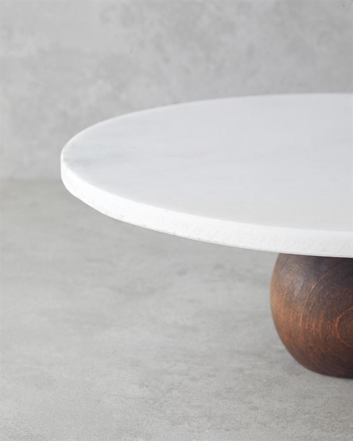 Elegant Mermer Kek Standı 30 cm Beyaz