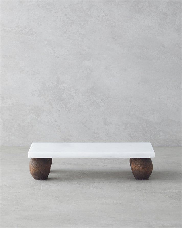 Elegant Mermer Sunumluk 12x24 cm Beyaz
