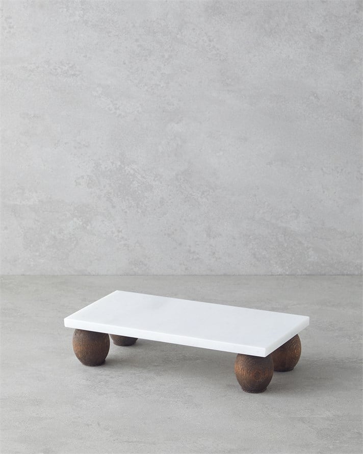 Elegant Mermer Sunumluk 12x24 cm Beyaz