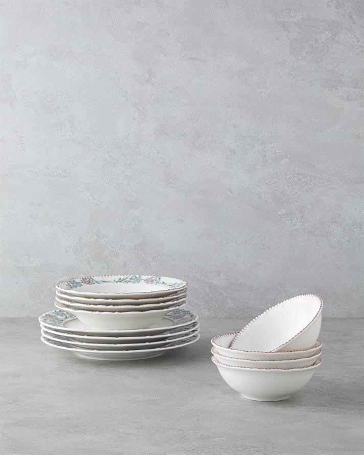 Elegant Porselen Yemek Takımı 12 Parça 4 Kişilik Renkli