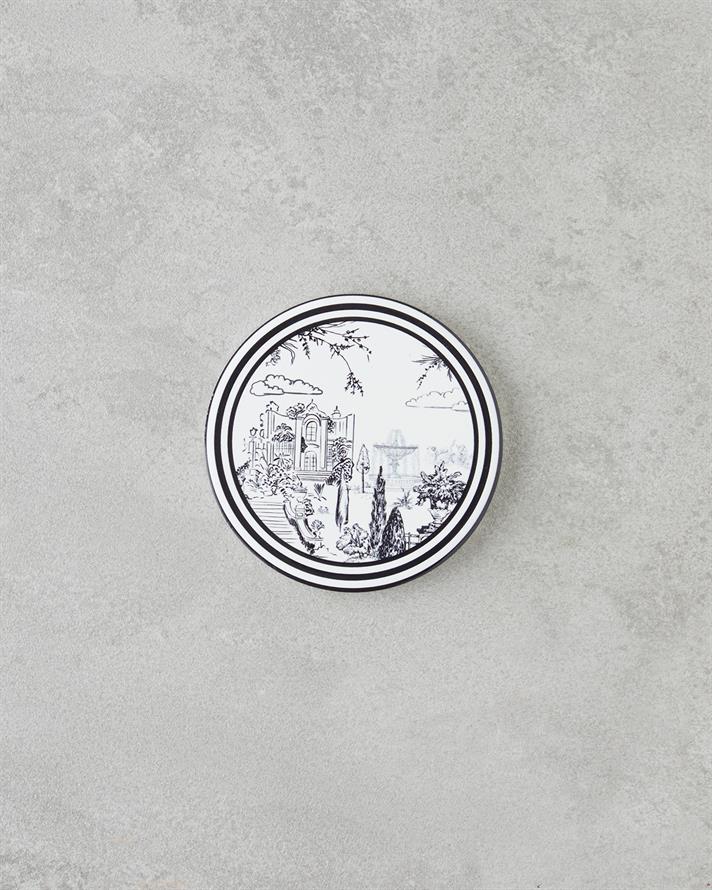 Elegant Seramik Bardak Altlığı 10.8x0.8 cm Siyah - Beyaz