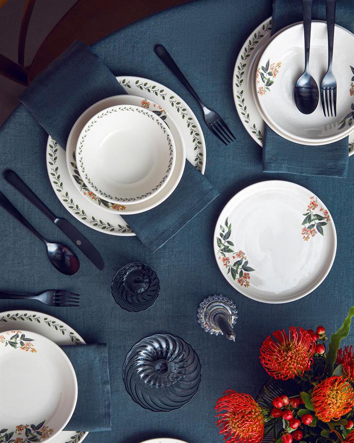 Elena Seramik Yemek Takımı 16 Parça 4 Kişilik Yeşil-Turuncu