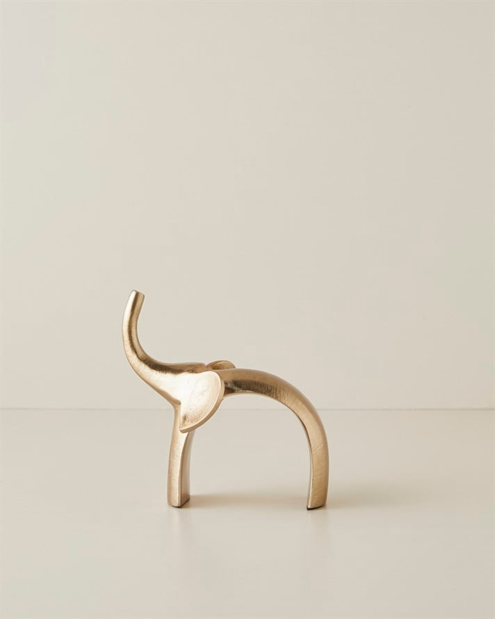 Elephant Alüminyum Biblo 13,5 cm Gold