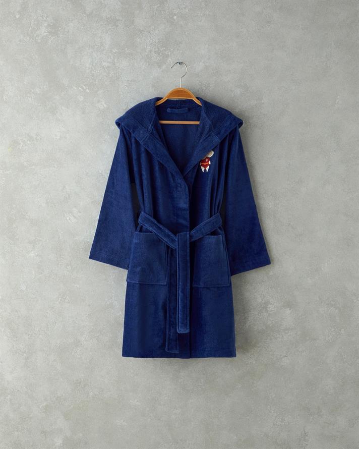 Elephant Kadife Çocuk Bornoz Koyu Mavi