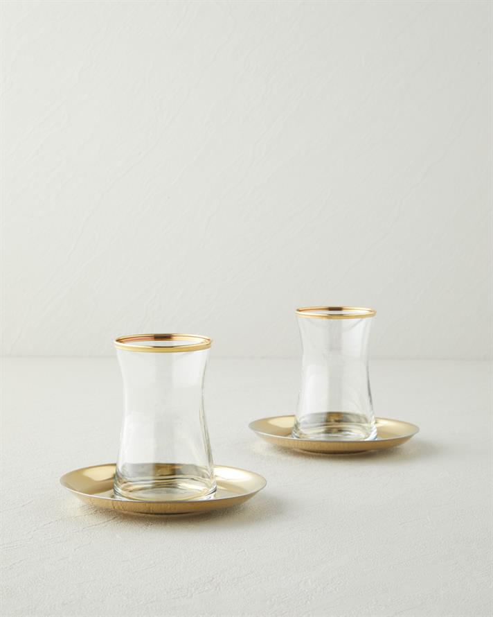 Elise Çelik 4 Parça 2 Kişilik Çay Seti 170 ml Gold