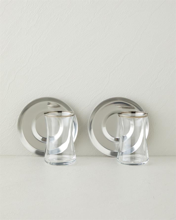 Elise Çelik 4 Parça 2 Kişilik Çay Seti 170 ml Silver