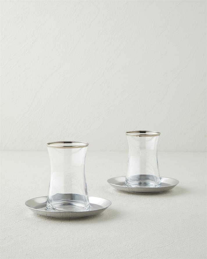 Elise Çelik 4 Parça 2 Kişilik Çay Seti 170 ml Silver