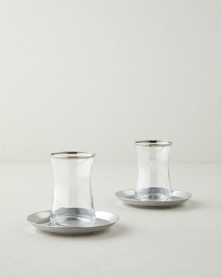 Elise Çelik 4 Parça 2 Kişilik Çay Seti 170 ml Silver