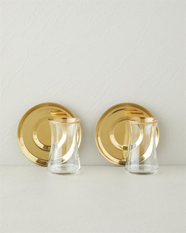 Elise Çelik 4 Parça 2 Kişilik Çay Seti 170 ml Gold