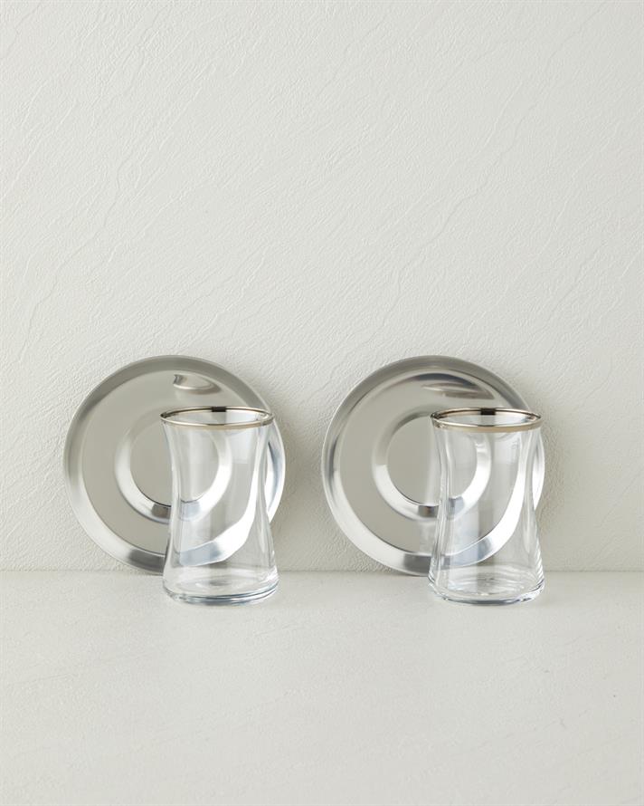 Elise Çelik 4 Parça 2 Kişilik Çay Seti 170 ml Silver