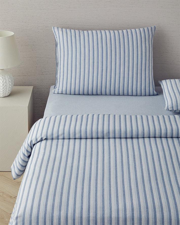 Elite Lines İpliği Boyalı Çift Kişilik Çarşaflı Nevresim Takımı Lacivert