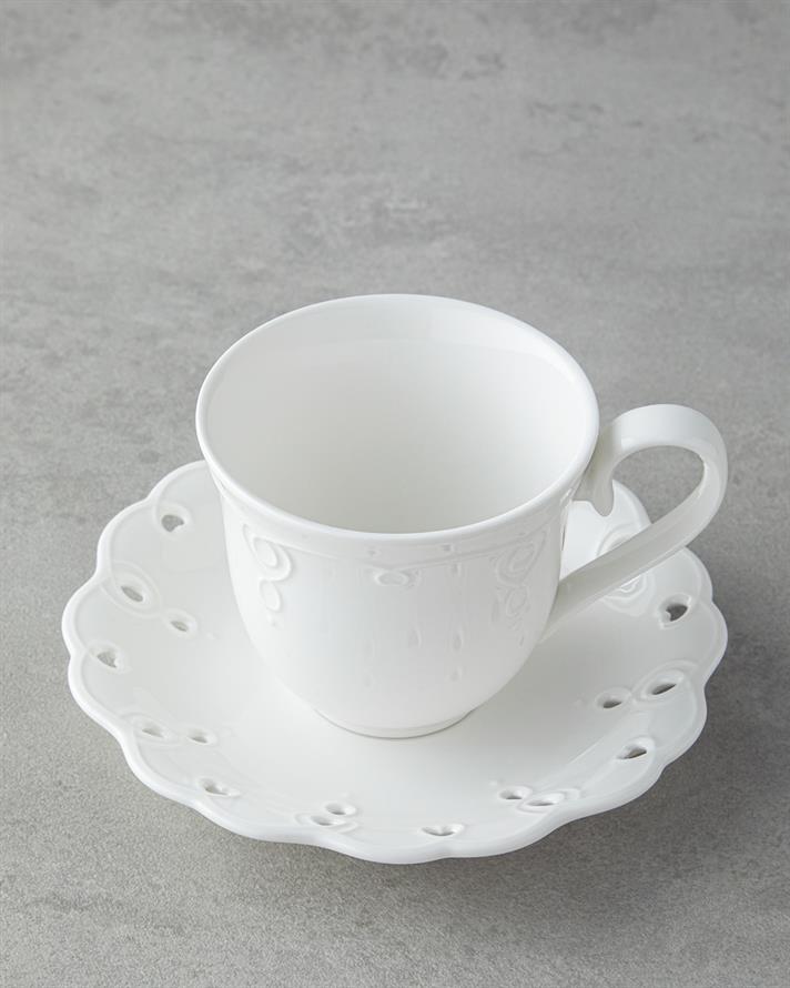 Elodie Porselen 4 Parça 2 Kişilik Çay Fincanı Takımı 180 ml Beyaz