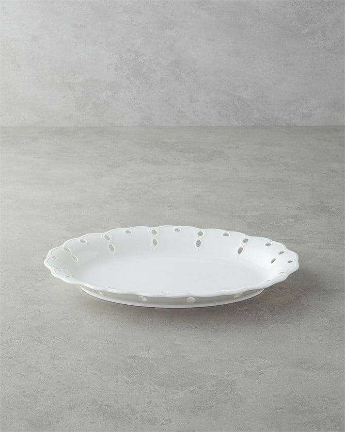 Elodie Porselen Kayık Tabak 35 cm Beyaz