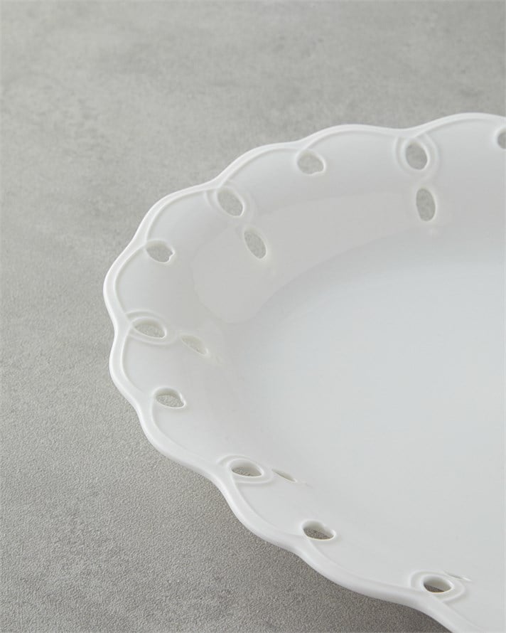 Elodie Porselen Kayık Tabak 35 cm Beyaz