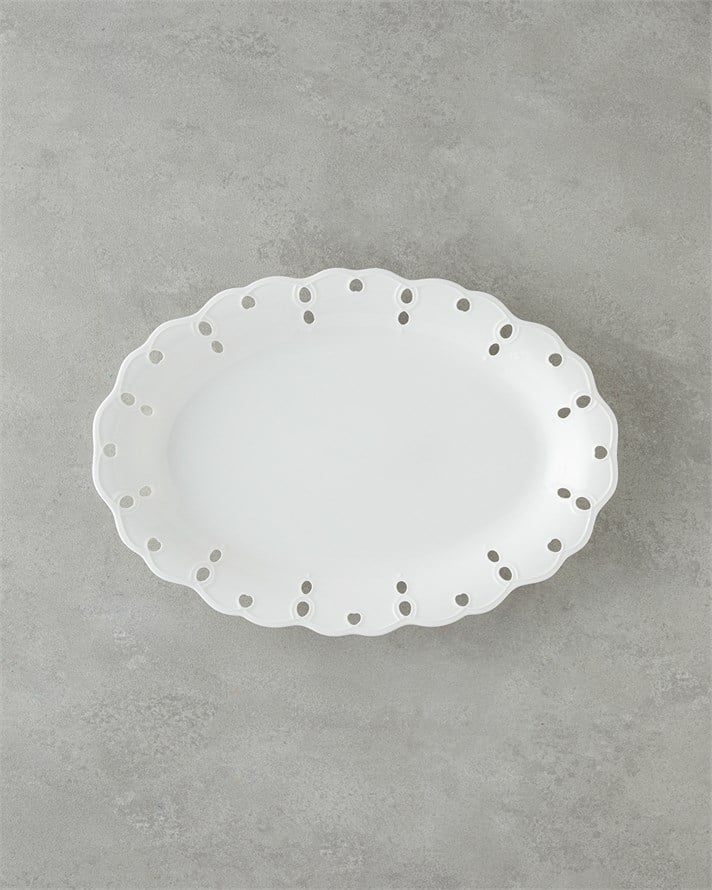 Elodie Porselen Kayık Tabak 35 cm Beyaz