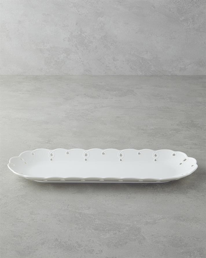 Elodie Porselen Kayık Tabak Beyaz