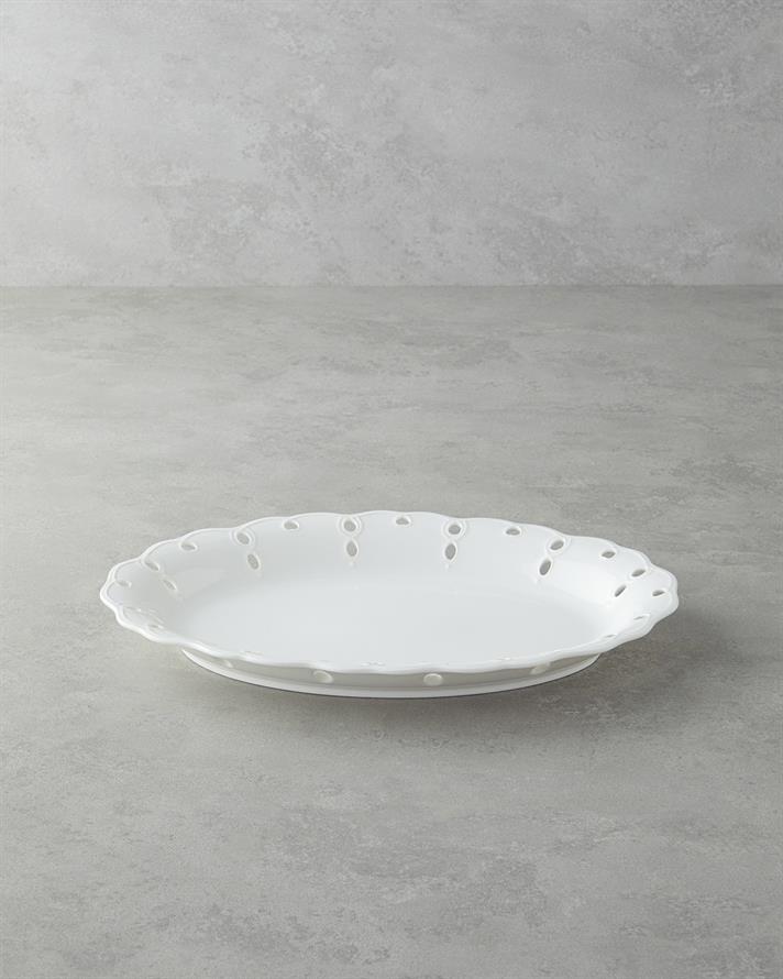 Elodie Porselen Kayık Tabak Beyaz