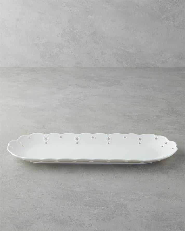 Elodie Porselen Kayık Tabak Beyaz