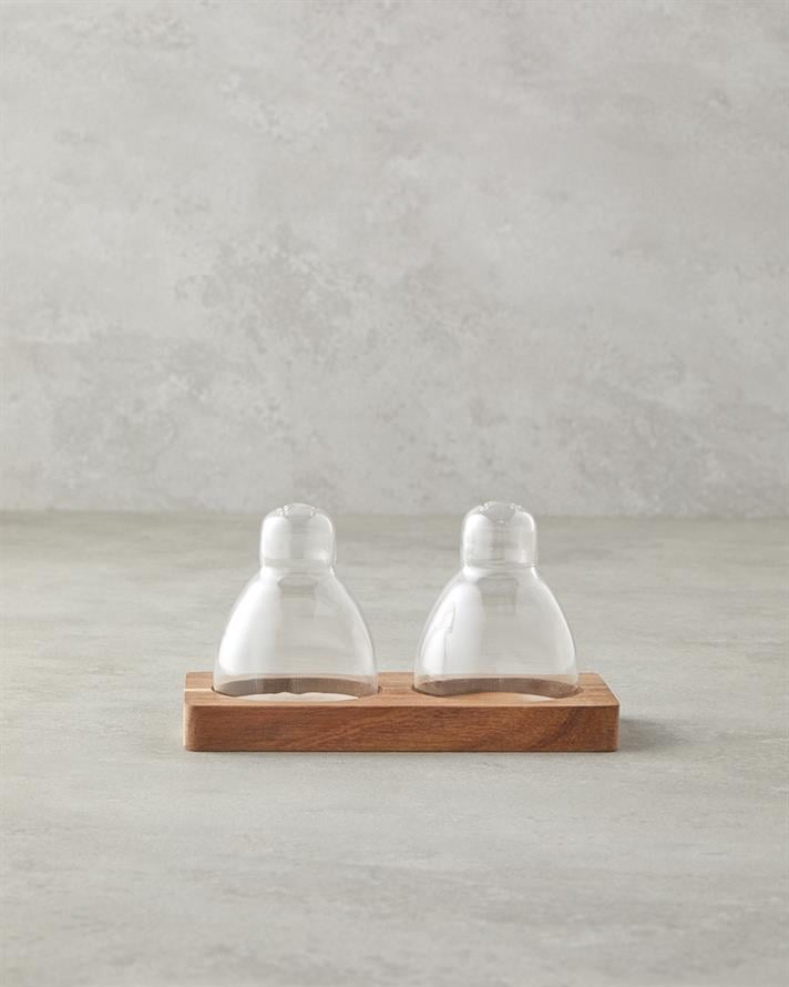 Eloise Borosilikat-Akasya 2li Tuzluk - Biberlik 6x7,5 Cm Şeffaf