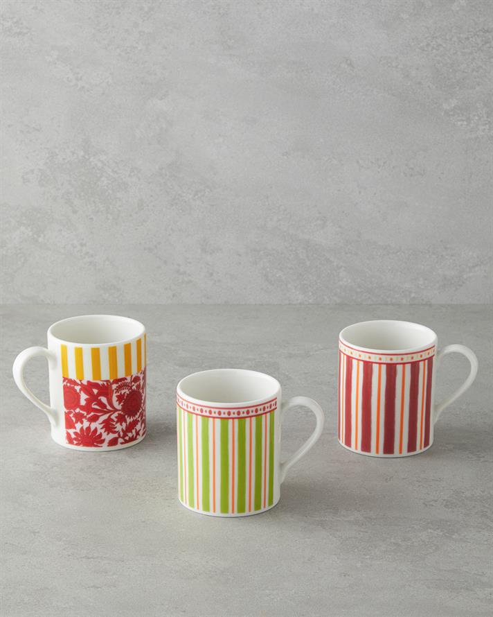 Elora Bone Porselen Kupa 290 ml Yeşil-Turuncu-Pembe