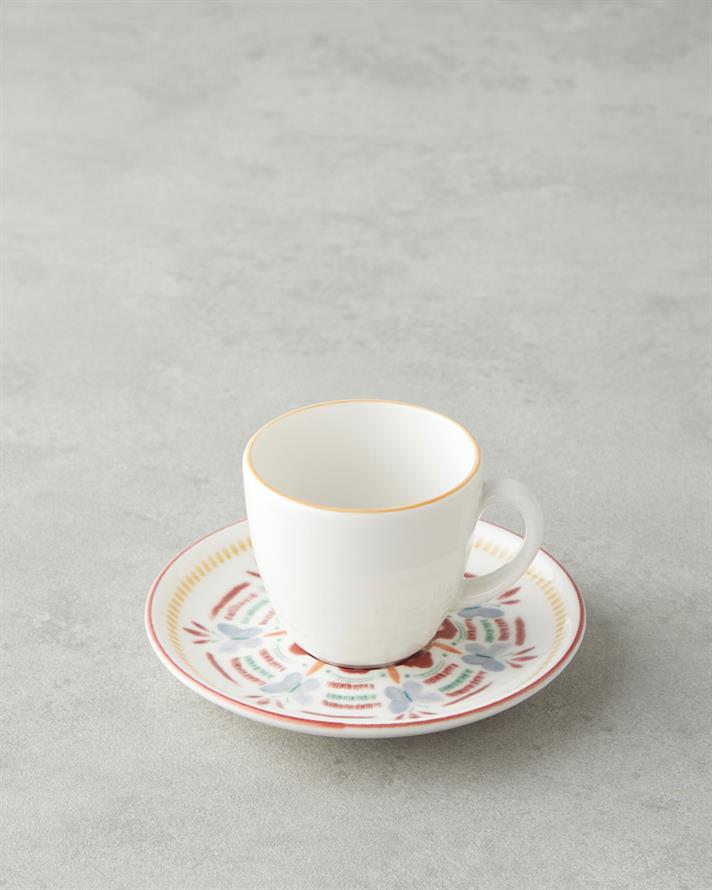 Elvina Bone Porselen 4 Parça 2 Kişilik Kahve Fincan Takımı 90 ml Renkli