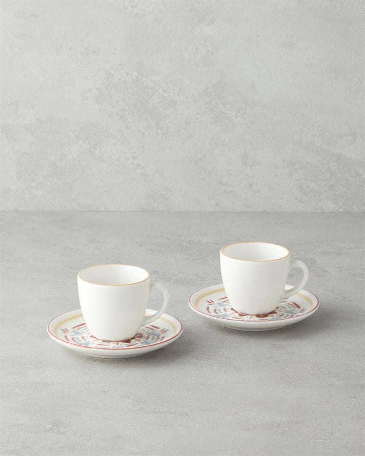Elvina Bone Porselen 4 Parça 2 Kişilik Kahve Fincan Takımı 90 ml Renkli
