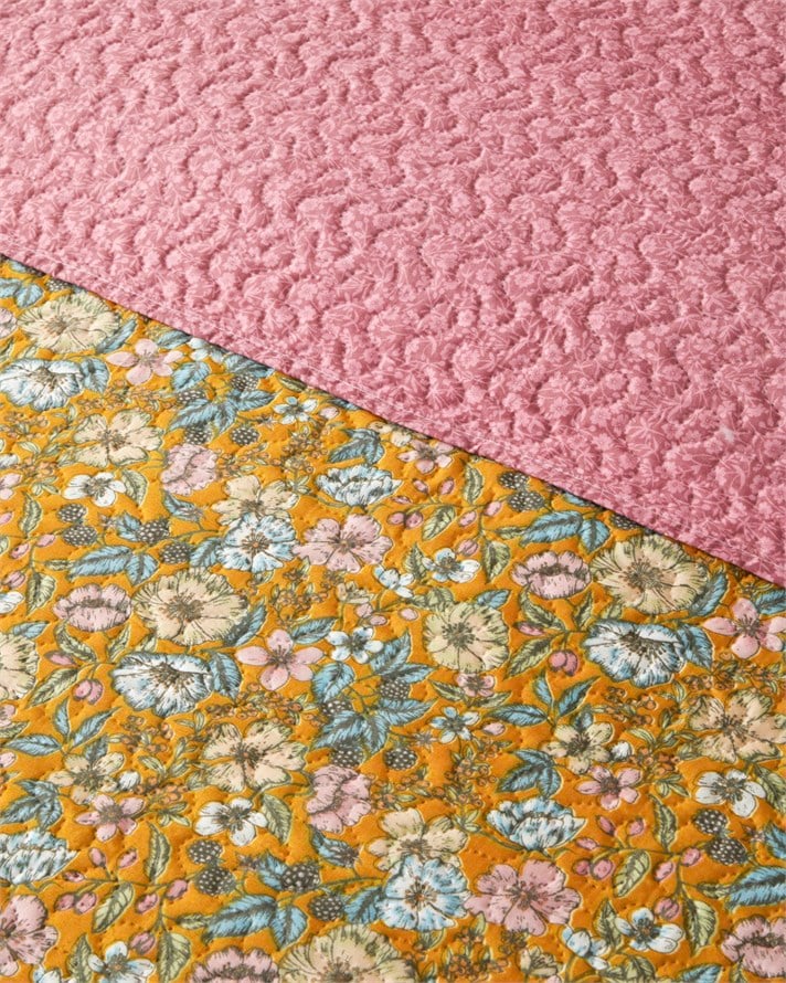 Elvora Tek Kişilik Çok Amaçlı Örtü 160x220 cm Pembe - Sarı