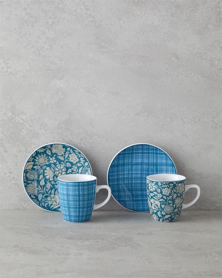 Ember Porselen 4 Parça 2 Kişilik Kahve Fincan Takımı 80 ml Turkuaz