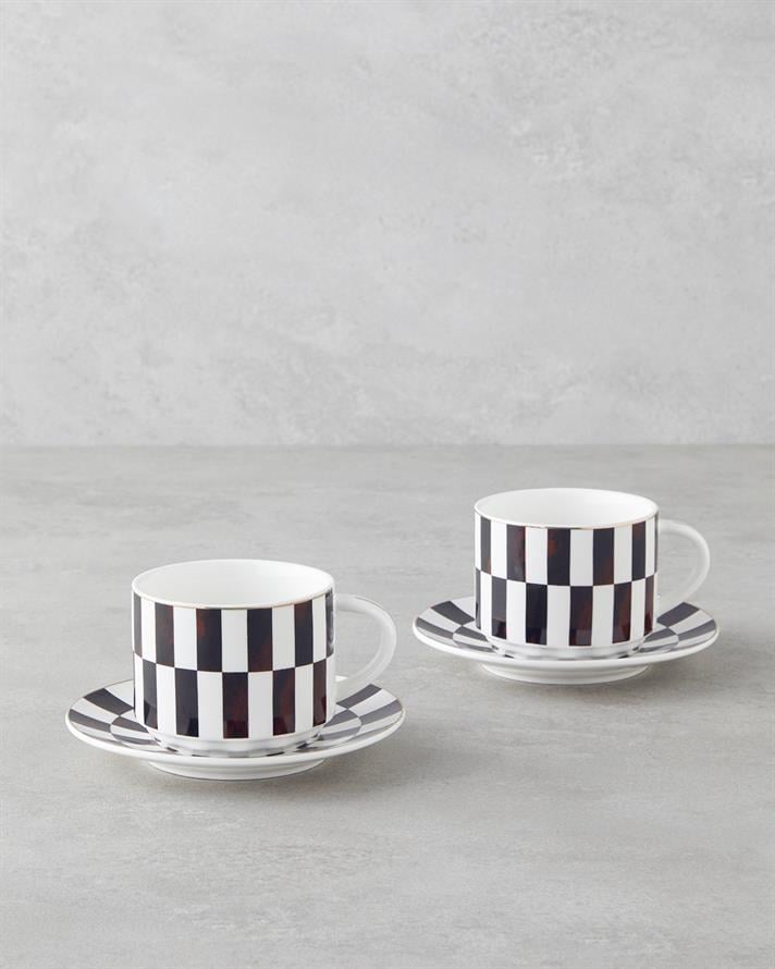 Emberly New Bone China 4 Parça 2 Kişilik Çay Fincanı Takımı 230 ml Kahverengi