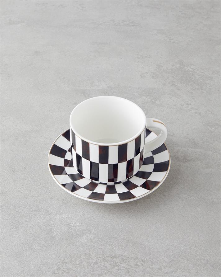 Emberly New Bone China 4 Parça 2 Kişilik Çay Fincanı Takımı 230 ml Kahverengi