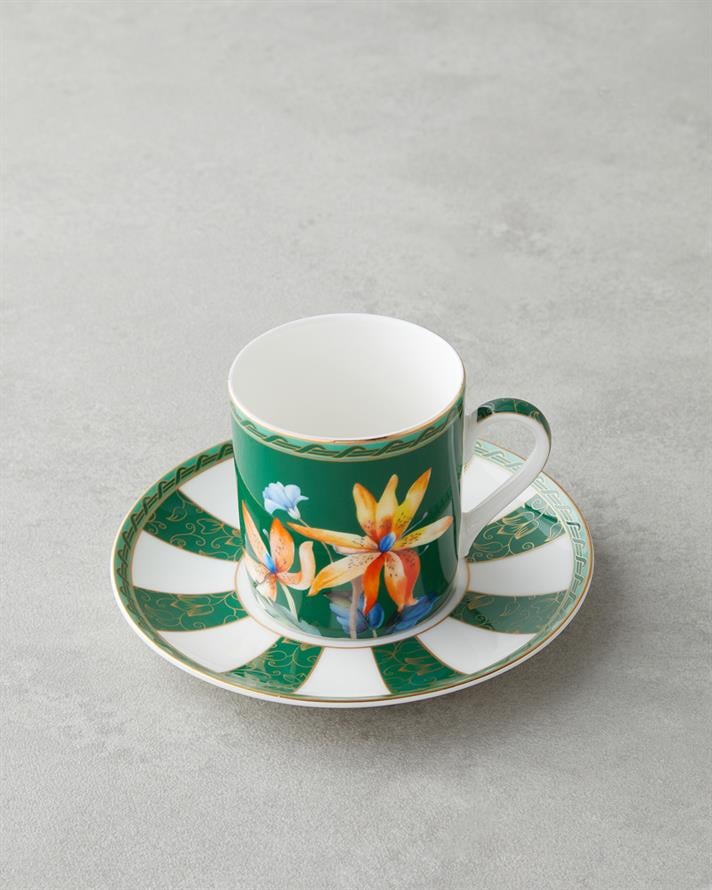 Emberlyn New Bone China 4 Parça 2 Kişilik Kahve Fincan Takımı 90 ml Yeşil
