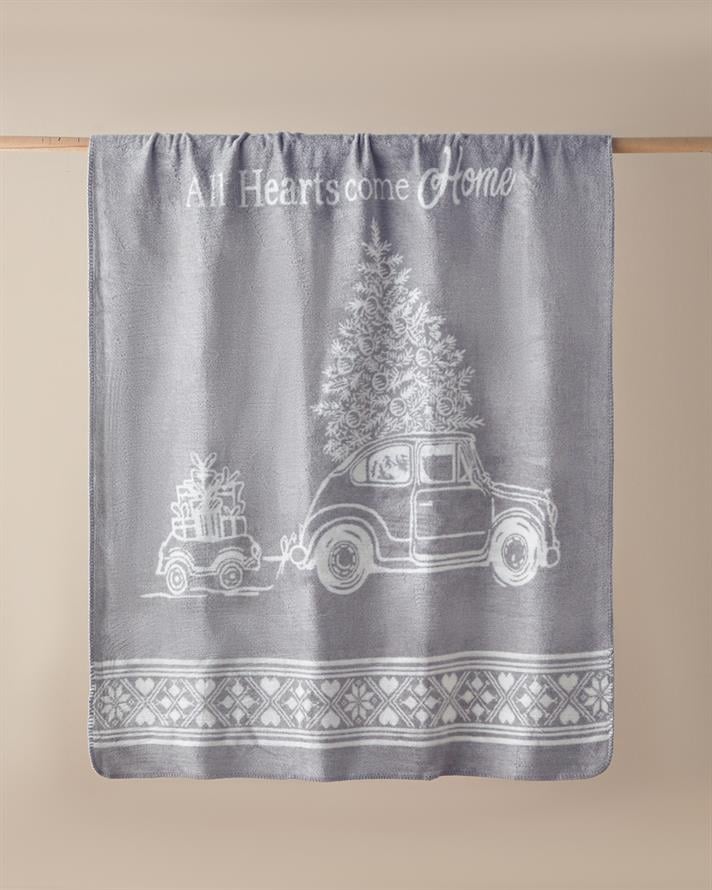 Embrace of love Akrilik Pamuklu Tv Battaniye 130x170 cm Gri