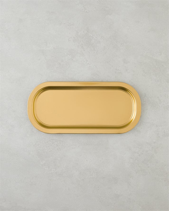 Emma Metal Tepsi 16x35 cm Gold