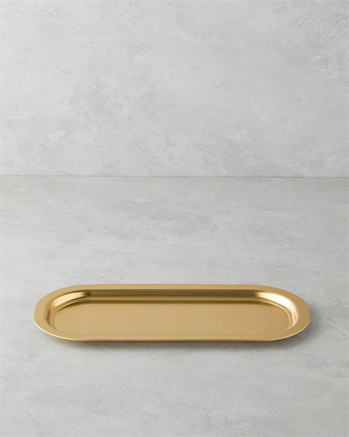 Emma Metal Tepsi 16x35 cm Gold