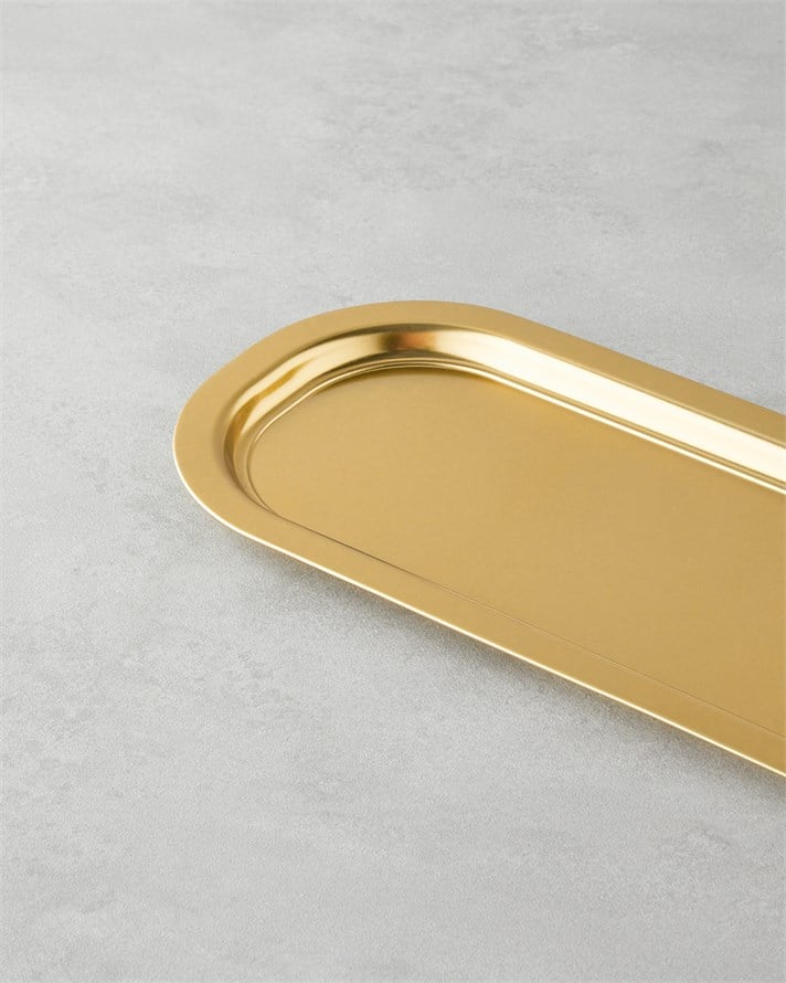 Emma Metal Tepsi 16x35 cm Gold