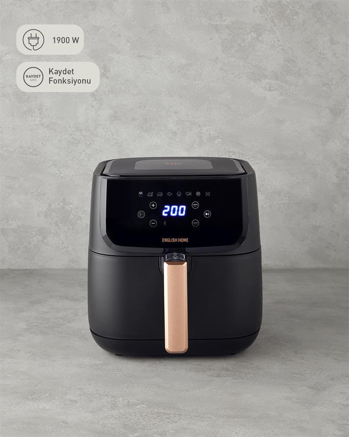 English Home AIF 2001 Dijital Çıkarılabilir Sepetli Airfryer XL 5,5 Lt Siyah-Bakır