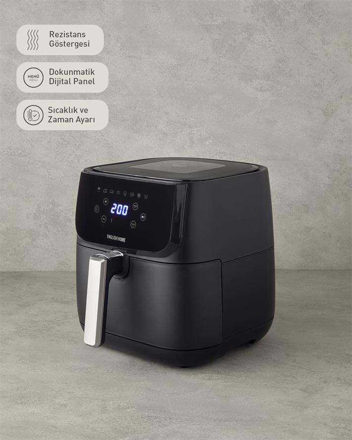 English Home AIF 2001 Dijital Çıkarılabilir Sepetli Airfryer XL 5,5 Lt Siyah-Krom