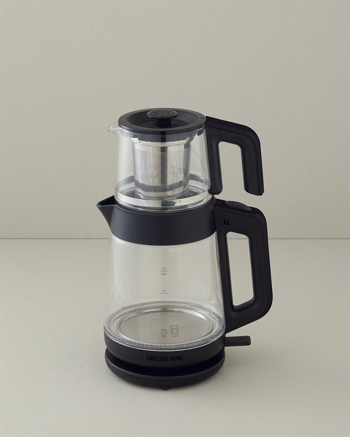 English Home CMK 6001 Cam Çay Makinesi ve Kettle Siyah