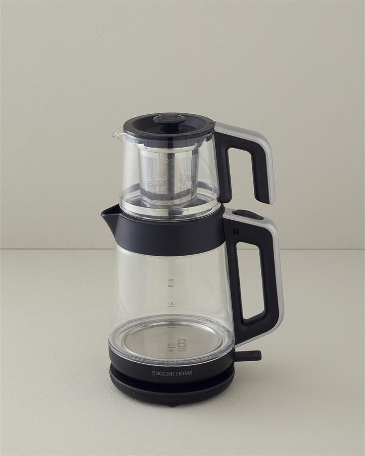 English Home CMK 6001 Cam Çay Makinesi ve Kettle Siyah-Krom