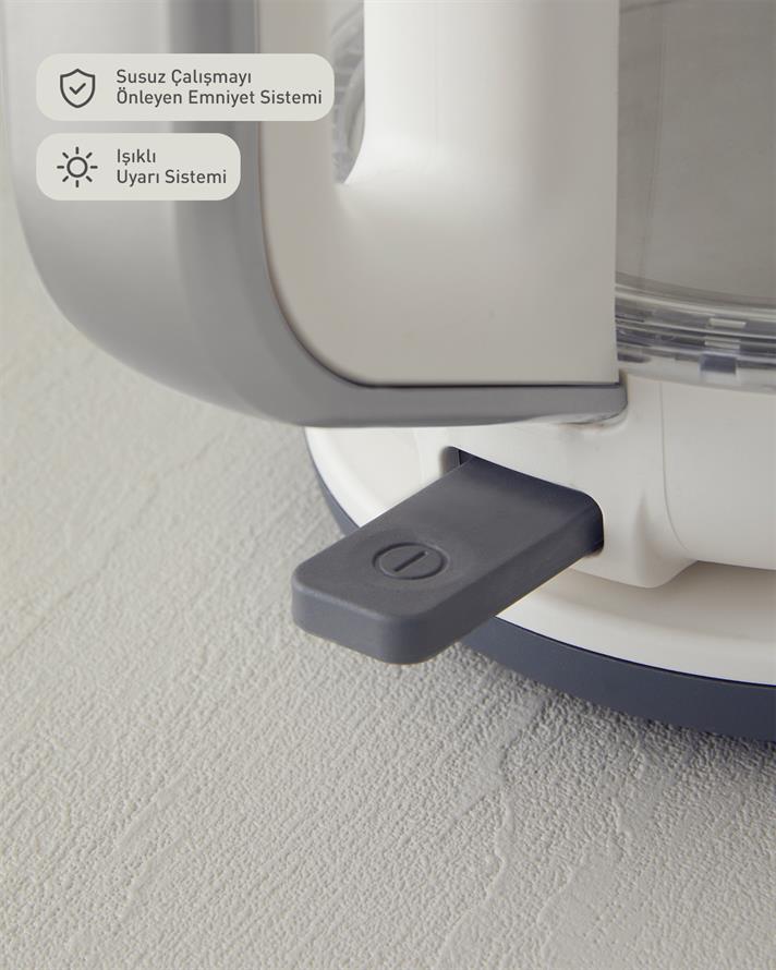 English Home CMK 6001 Cam Çay Makinesi ve Kettle Beyaz-Krom