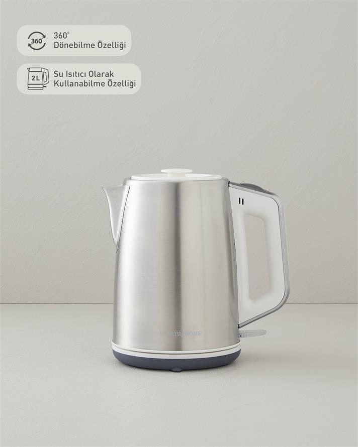 English Home CMK 6010 Inox Çay Makinesi ve Kettle Beyaz-Krom