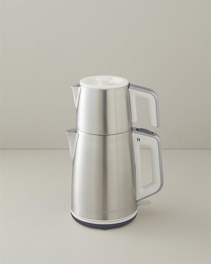 English Home CMK 6010 Inox Çay Makinesi ve Kettle Beyaz-Krom