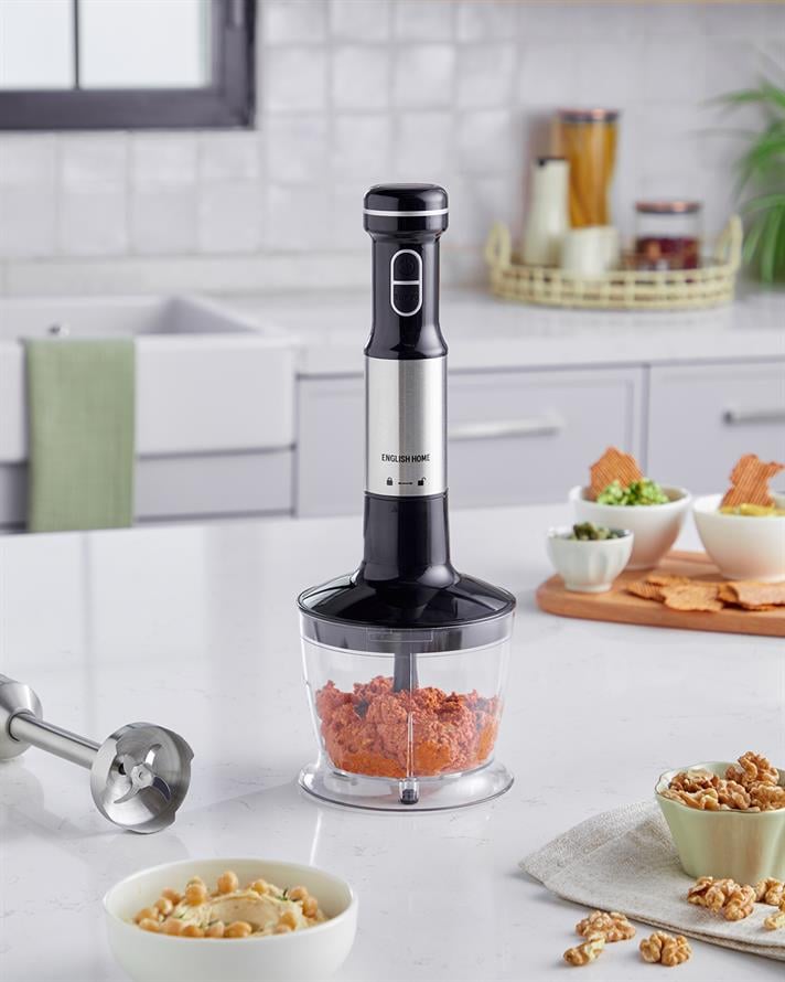 English Home MBS 3001 4 Bıçaklı Mini Blender Seti Siyah-Krom
