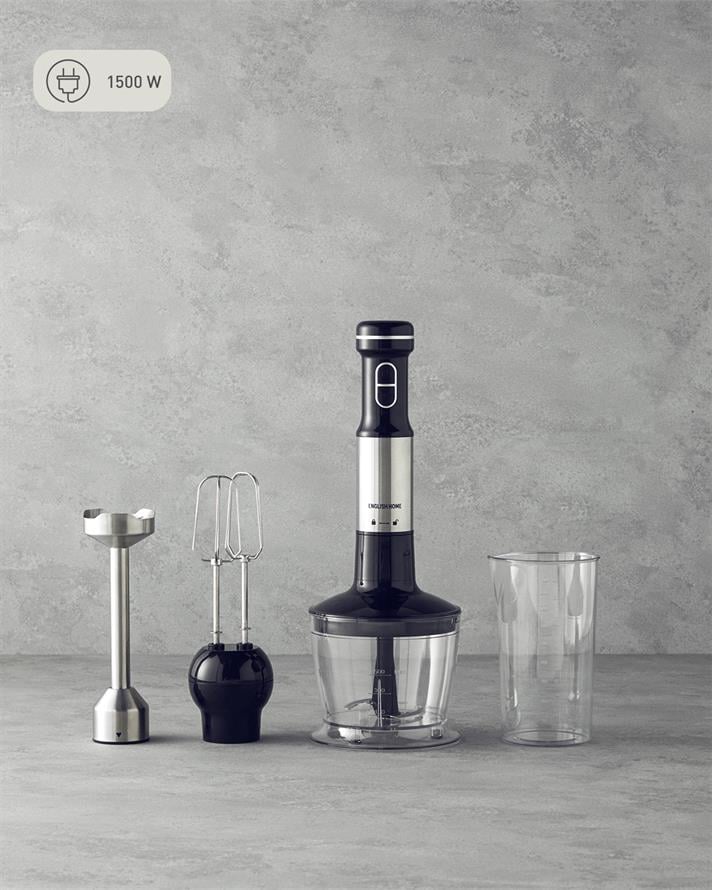 English Home MBS 3001 4 Bıçaklı Mini Blender Seti Siyah-Krom
