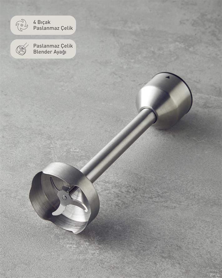 English Home MBS 3001 4 Bıçaklı Mini Blender Seti Siyah-Krom