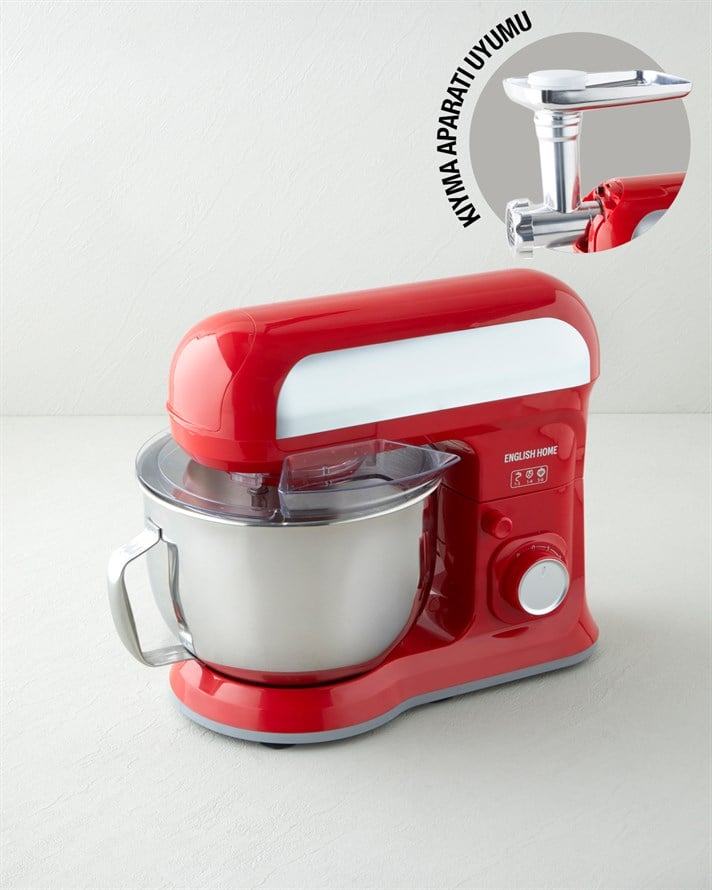 English Home SMR 3002 Kıyma Aparatı Uyumlu Stand Mikseri 7 L Kırmızı