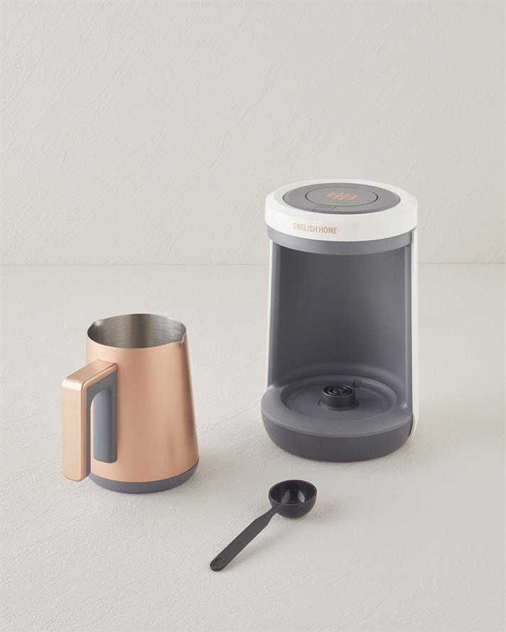 English Home TKM 6001 Çelik Cezve Çift Taşım Türk Kahvesi Makinesi Beyaz-Bakır