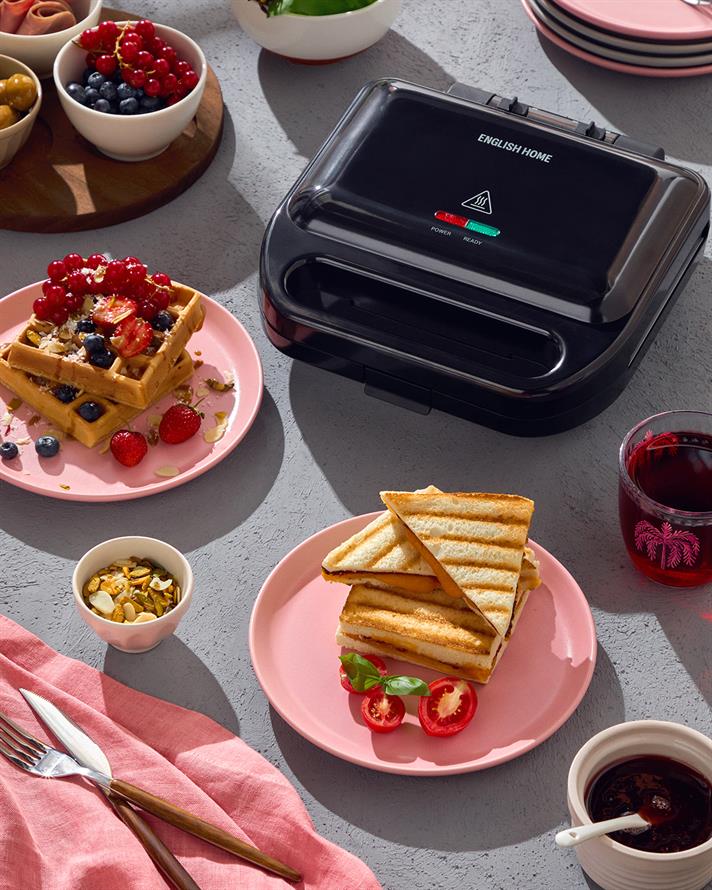 English Home TMK 5001 Mini Tost ve Waffle Makinesi Siyah